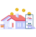 a house with a house with coins and coins suggesting a home loan