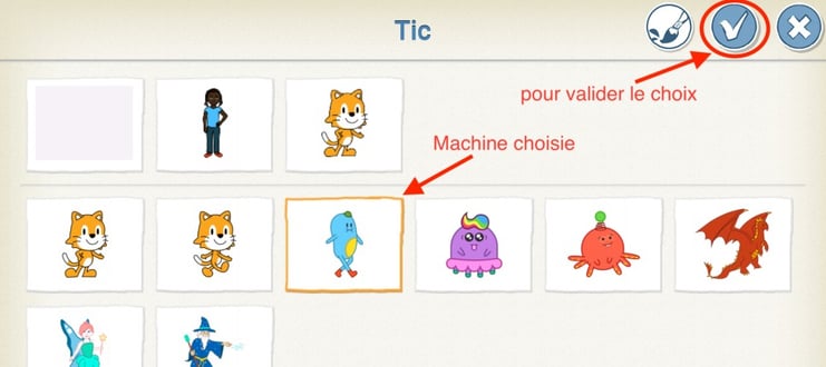ScratchJr - Le choix des personnages