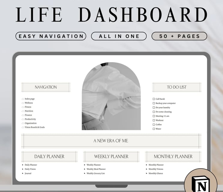 Notion planner 2025-2026, Notion template, dashbord