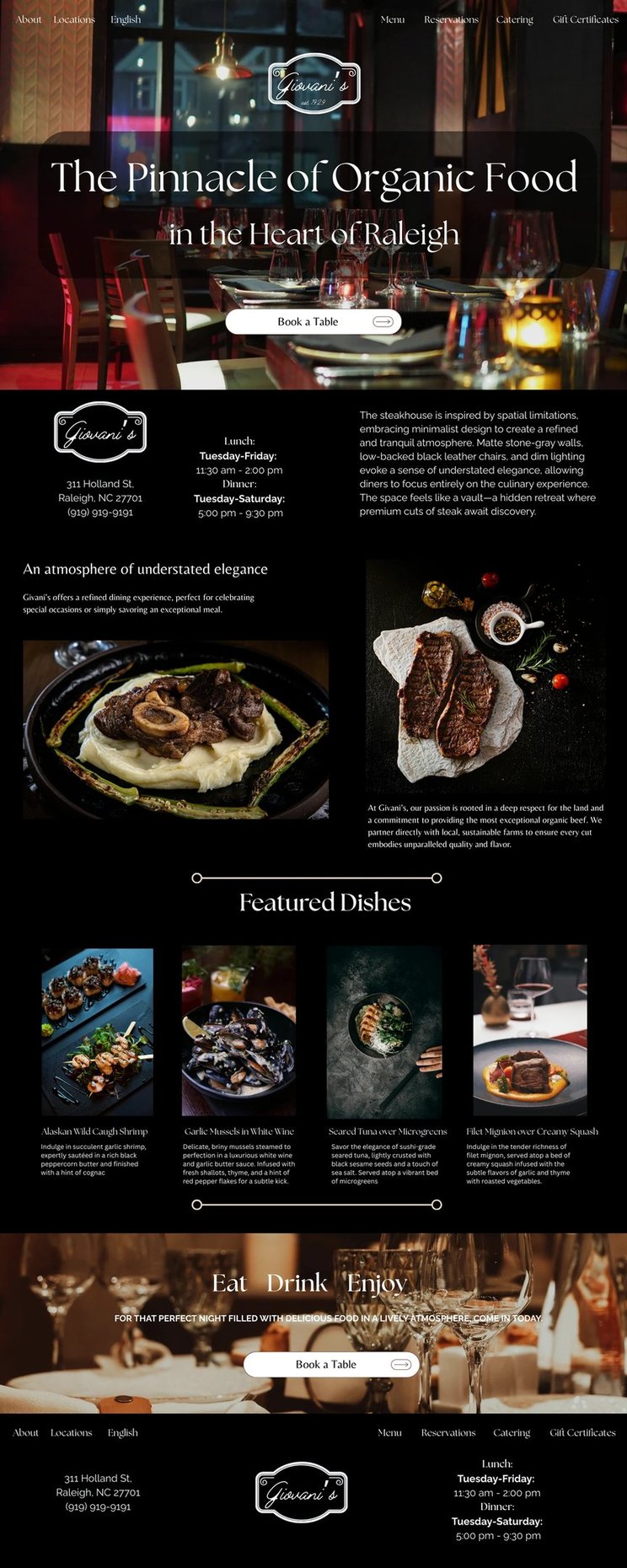 web design for a restaurant in charlotte nc by msmdigital, chapel hill digital marketing