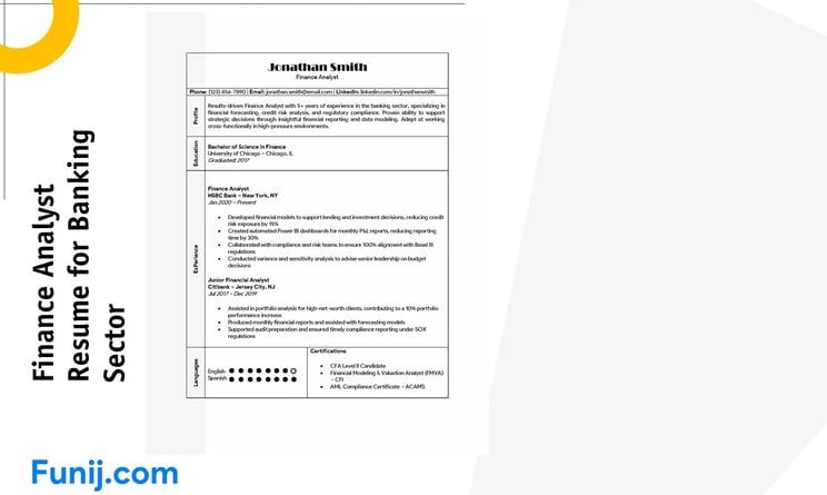 Finance Analyst Resume for Banking Sector