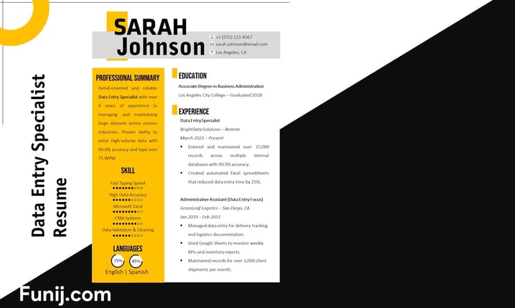 Data Entry Specialist Resume