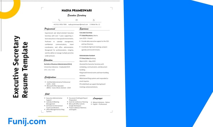 Executive Secretary Resume Template