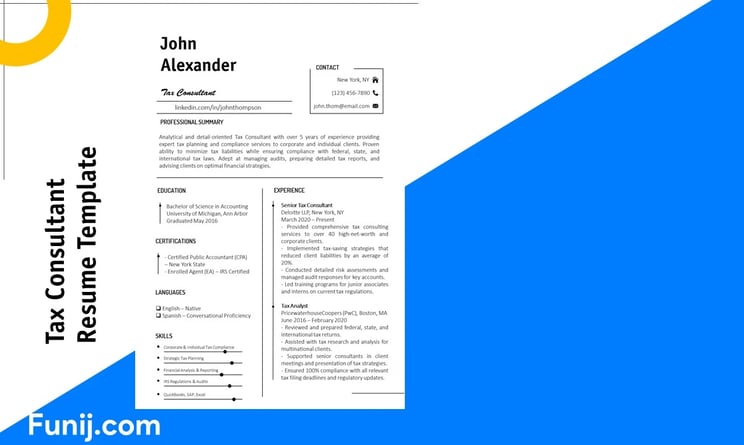 Tax Consultant Resume Template