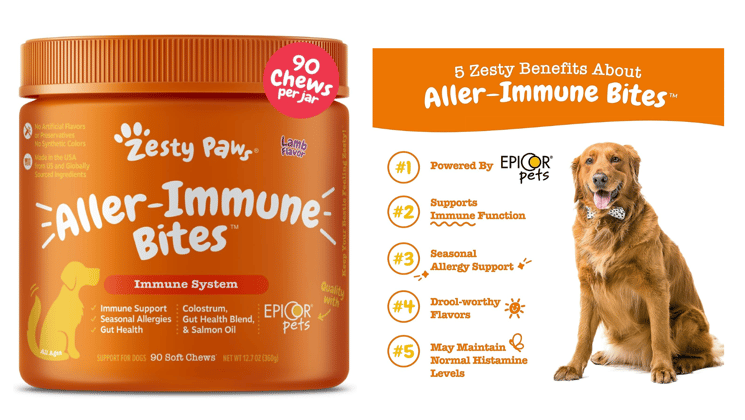 BOOST THE IMMUNE SYSTEM Zesty Paws Allergy Immune Bites 