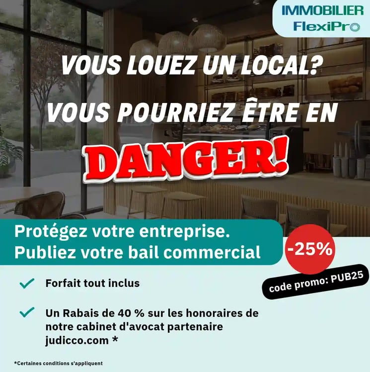 Fiche publicitaire de publication de bail commercial au Registre foncier