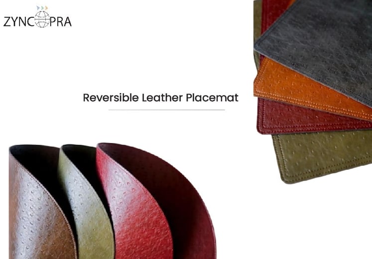 Individuales de cuero reversibles en tonos rojo, verde y marrón – Zyncopra