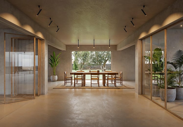 salón iluminado focos techo