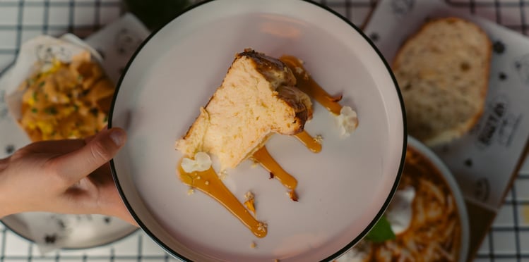 a piece of cake on a plate with a piece of cake