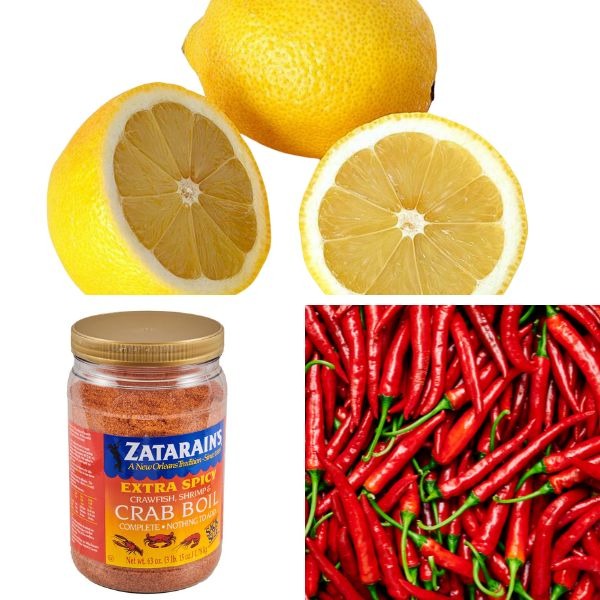 Lemons, peppers and crawfish seasoning