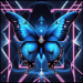 Blue Butterfly with symbols and glowing lines