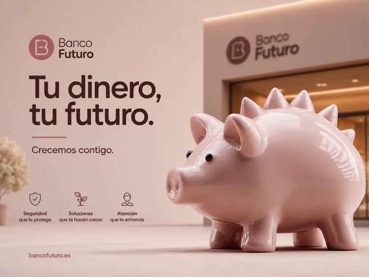 Fotografía publicitaria de ahorro creada con IA