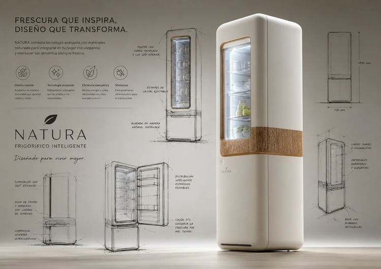 Frigorífico, fotografía de electrodoméstico con IA