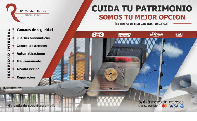 servicios de cámaras de seguridad, puertas automáticas, control de accesos, mantenimientos, alarmas