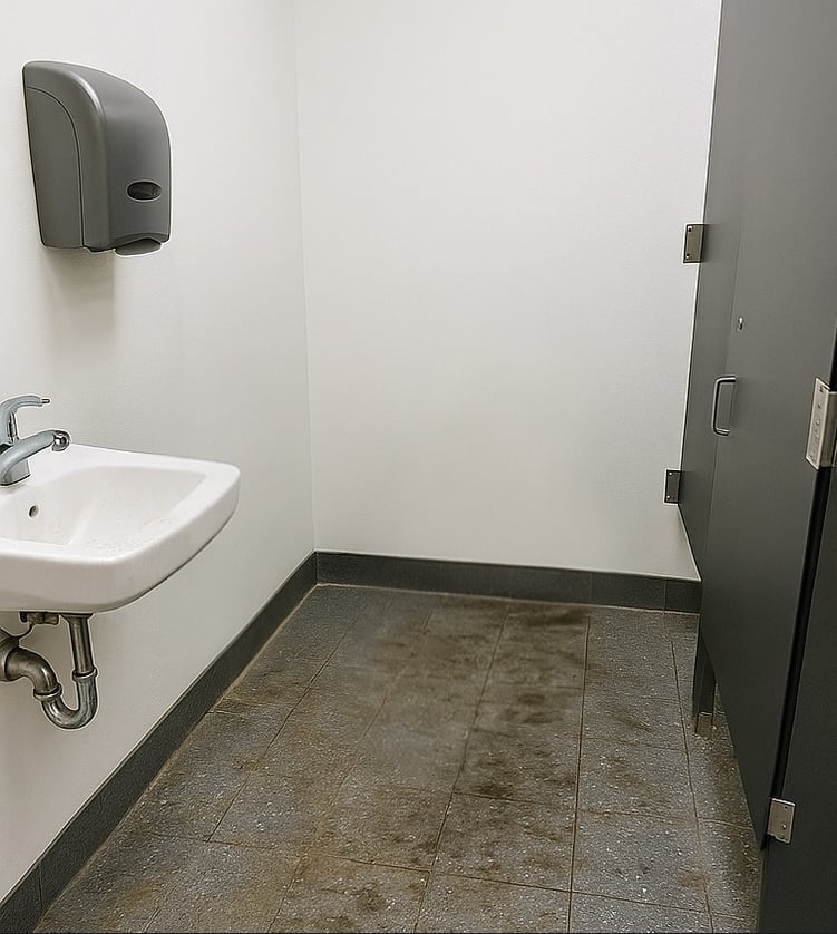 Restroom before cleaning