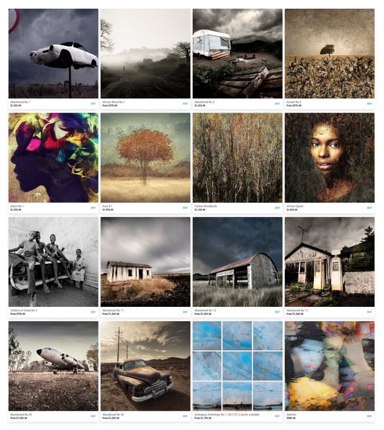 Grid view of Martin Osner’s fine art photography prints available in the online store.