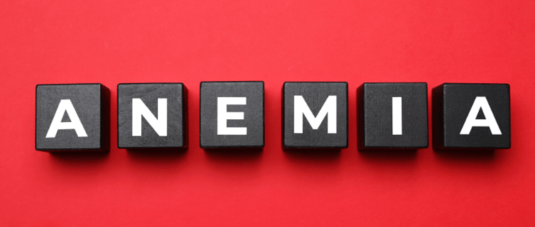 Le mot "anemia" écrit en noir sur un fond rouge