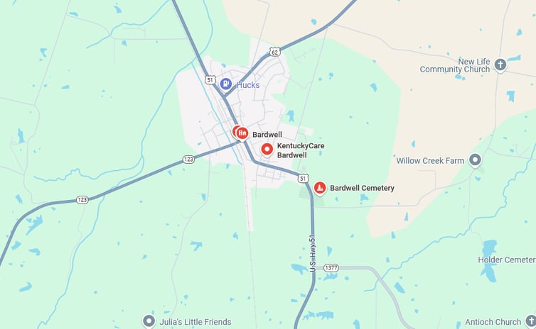 Map of the City of Bardwell