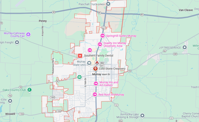 Map of the City of Murray Kentucky