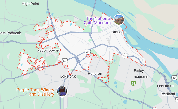 Map of Paducah, Kentucky