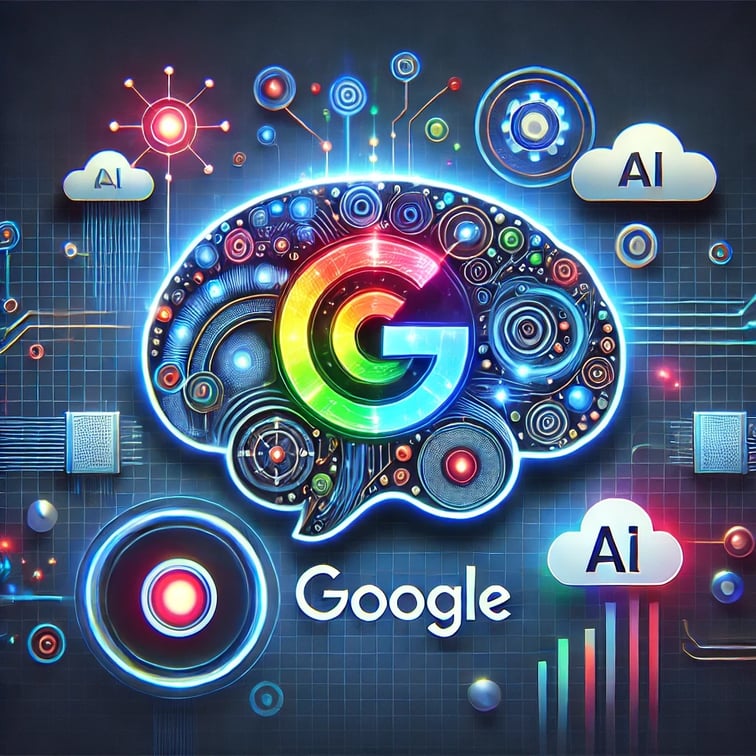 a brain map of a brain with a brain map of google search, gemini AI