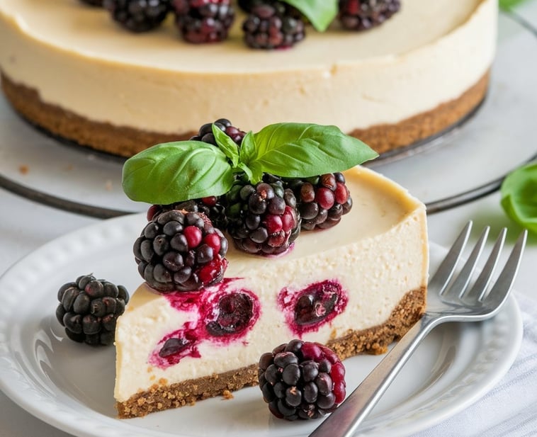 Blackberry Basil Cheesecake