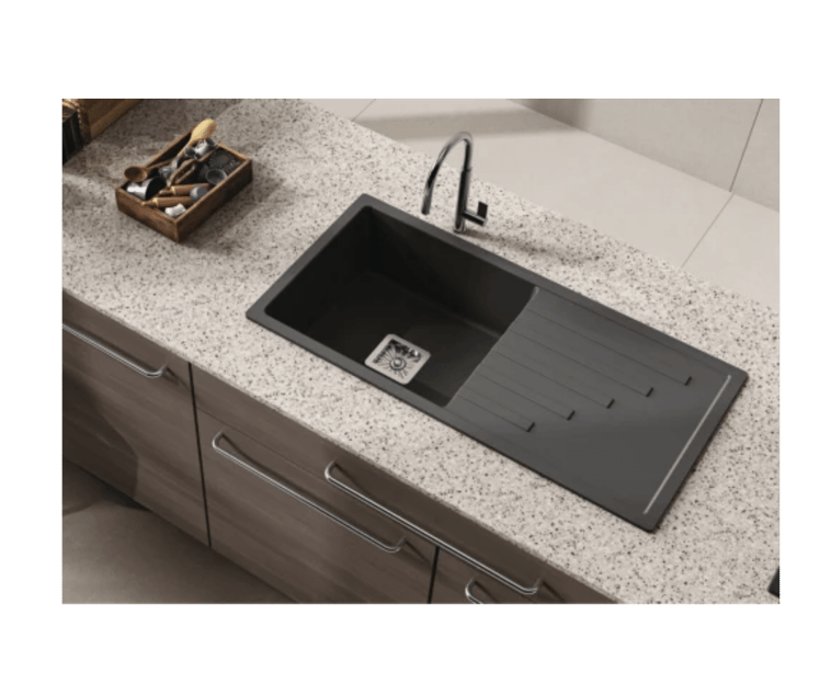 Quartz Kitchen Sink Single Bowl With Drain Board  Easy to use and maintenance cost effective