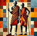 a painting of two men in traditional african style