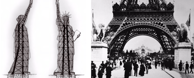 Structure for the Statue of Liberty (1883) and Eiffel Tower (1889)