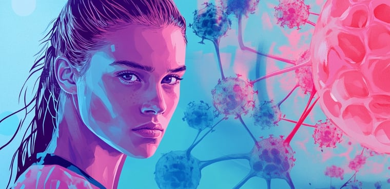 female soccer player and immune cells