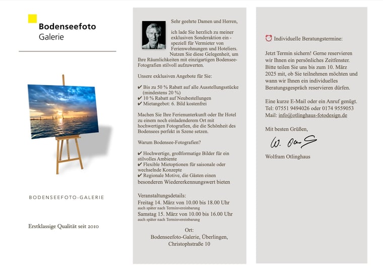 Bodenseefoto-Galerie – Sonderaktion für Vermieter und Hoteliers mit Rabatten