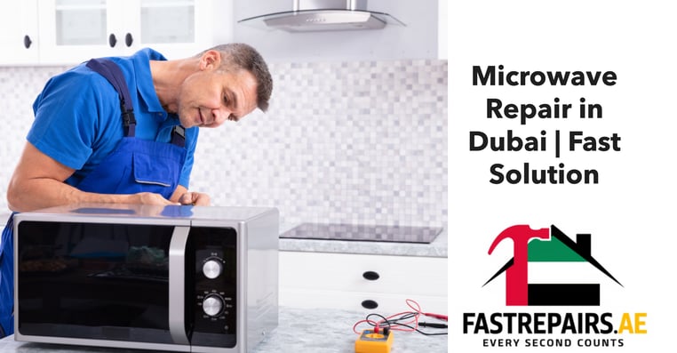 a man in a blue shirt is writing on a microwave