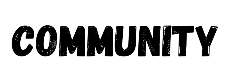 a black and white photo of a community logo