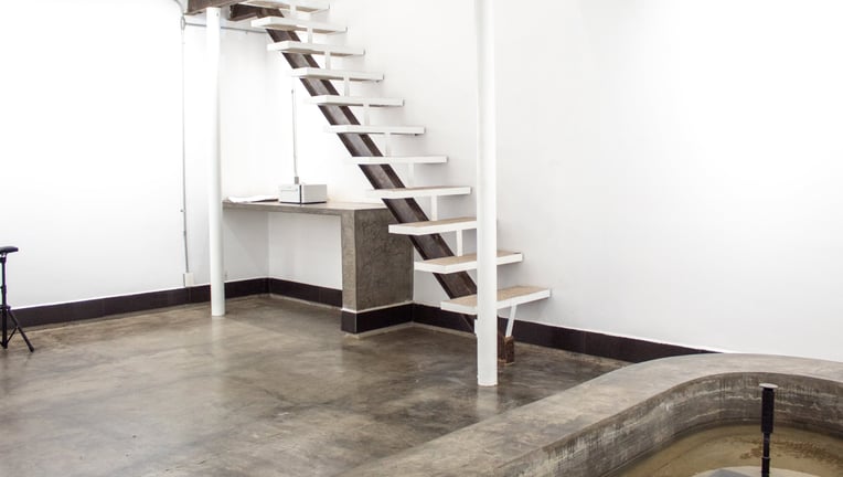 a staircase leading to a loft apartment