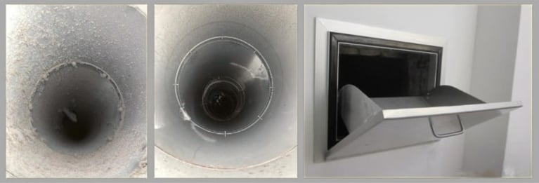 Before and after cleaning chute