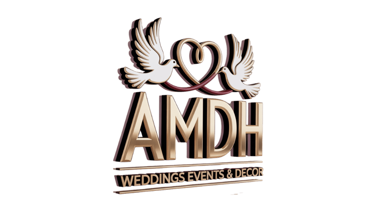 Weddings & Celebrations  From intimate gatherings to grand celebrations, we bring elegance, detail, and creativity to every occasion. We proudly specialize in:  Milestone Birthdays & Anniversaries  Baby Showers & Fundraisers  Full Wedding & Event Planning  Full Wedding & Event Décor  Pipe & Drape / Custom Backdrops  Floral Arches & Aisle Décor  Luxury Head Table Design  Throne Chairs & Specialty Seating (coming soon)  Centrepieces & Tablescapes  Premium Linens & Table Runners  Charger Plates & Napkin Folds (coming soon)  Lighting & Accent Styling (coming soon)  Event Rentals & Accessories  Every design detail is carefully curated in our signature AMDH brand colors—metallic rose gold, crimson, gold, white, and black—capturing timeless elegance and sophistication. logo