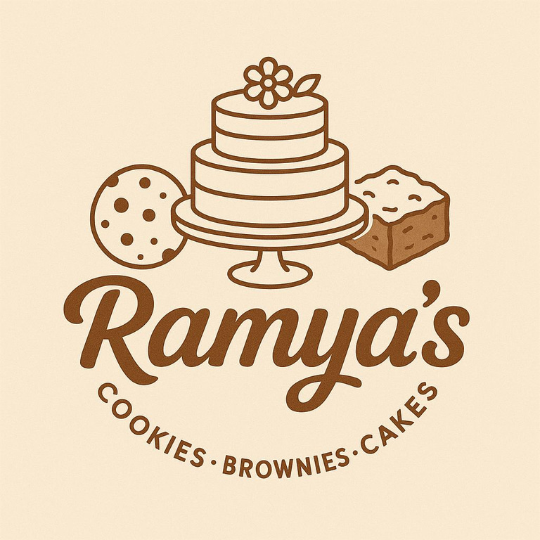 Ramya’s Brownies & Cakes Homemade goodness baked with love. logo