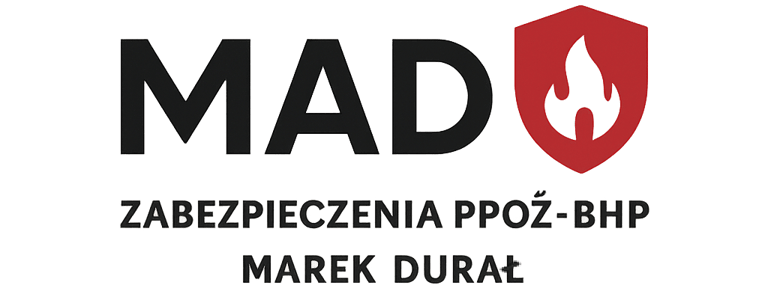 MAD Zabezpieczenia PPOŻ BHP Marek Durał rzeczoznawca ds. zabezpieczeń przeciwpożarowych logo