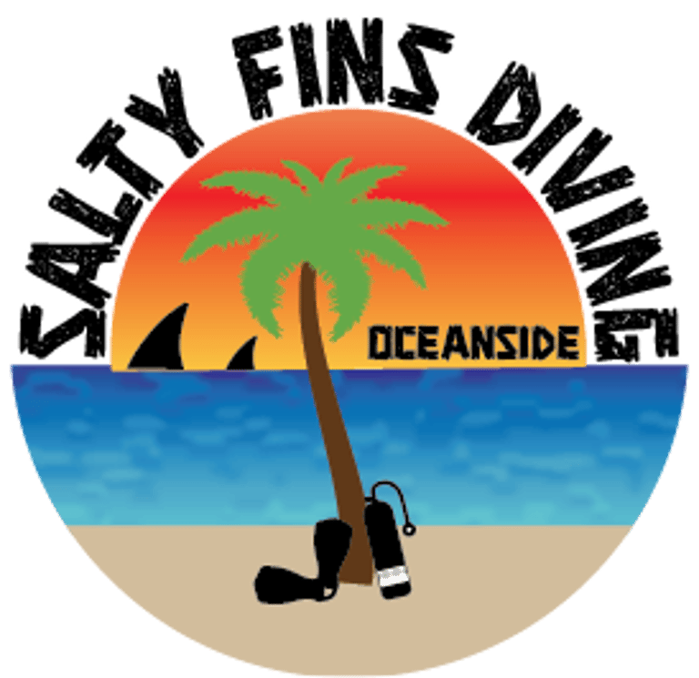 Salty Fins Diving, learn to scuba dive, scuba diving certification, PADI open water, padi elearning Oceanside, scuba diving oceanside, scuba diving lessons near me / Oceanside, scuba lessons cost, Salty Fins Diving Oceanside, discover scuba oceanside logo