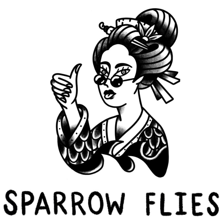 Sparrow flies tattoo logo