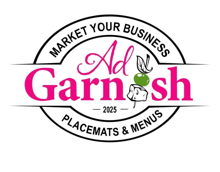AdGarnish LLC. Marketing for businesses on placemats and minus logo