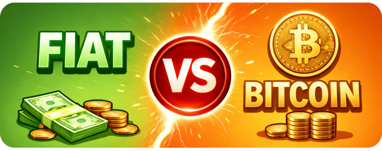 Fiat vs. Bitcoin logo