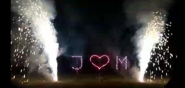 Hochzeitsfeuerwerk Saarland Herz Initialen Vulkane  