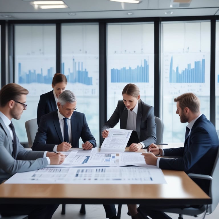 oval brown wooden conference table and chairs inside conference room