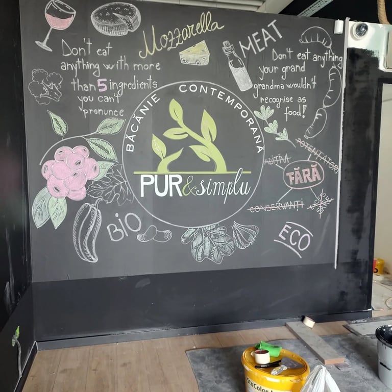 Pictură tablă scris meniu cafenea.