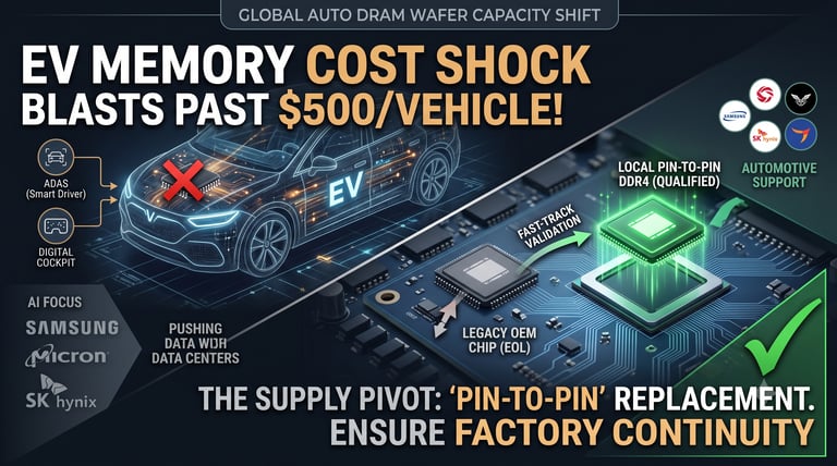 Pin-to-pin automotive grade ddr4 memory replacement chart