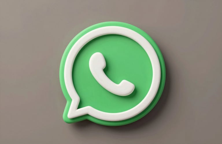 A graphical representation of the WhatsApp logo styled in a modern, 3D clay-render aesthetic, using brand greens #A4C3A8 and professional shadows in #1C2D2F.