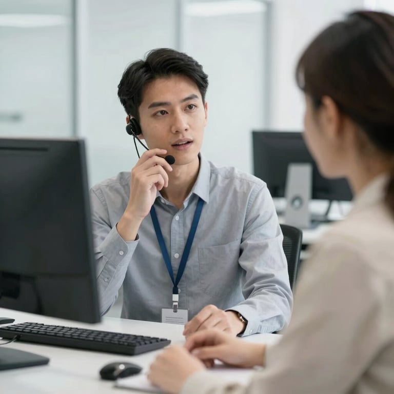 A consultant discussing technology strategies with a small business team around a laptop.