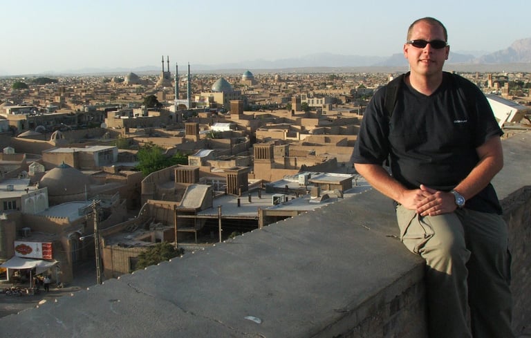 The author, overlooking Yadz in Iran