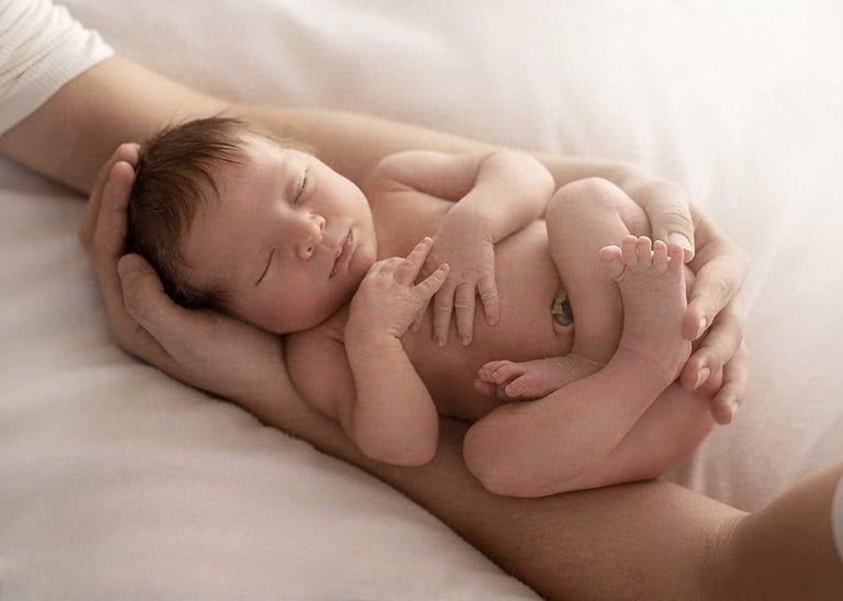 Sesja noworodkowa w jasnych beżowych barwach sesja domowa Osiek